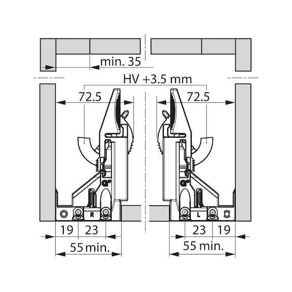 DYNAMOOV FRENLI ÇİFT AÇILIM RAY 300MM